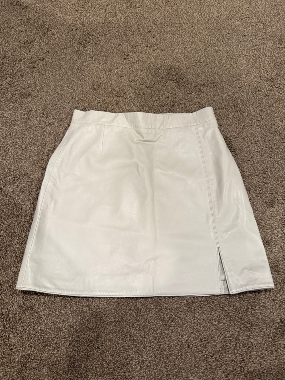 BB Dakota White Faux Leather Mini Skirt with Side Slit